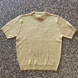 Mock Turtleneck Gold Shortsleeved Sweater